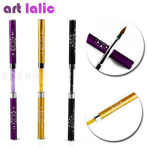 Nail Brush Double Head Acrylic Brush Crystal Handle Painting Pen Gel Brush Flower Drawing Painting Pen Manicure Art Tools