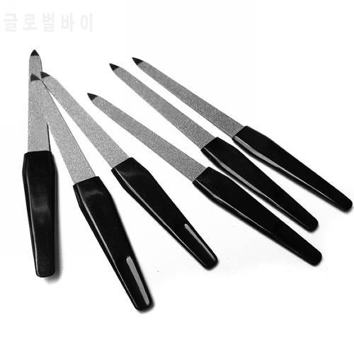 Mayitr 5pcs Double Sided Plastic Handle Metal Nail Files Pro Manicure Pedicure Tool For Nail Art