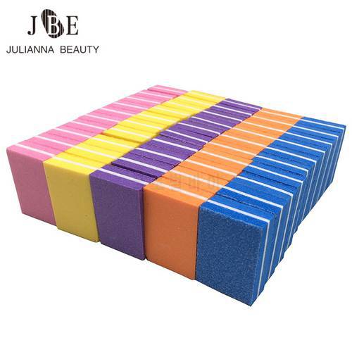20pcs/lot Double-sided Mini Nail File Blocks Colorful Sponge Nail Polish Tool Washable Emery Board Professional Manicure Set