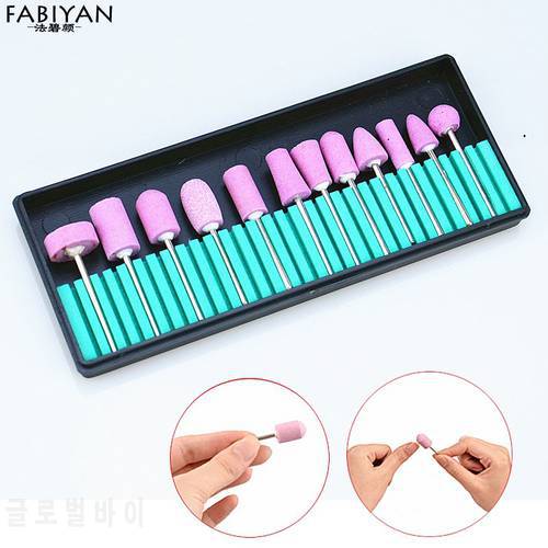 10/12Pcs Stainless Steel Ceramic Electric Machine Drill Bits File Nail Art Polishing Grinding Head Manicure Pedicure Tools Set