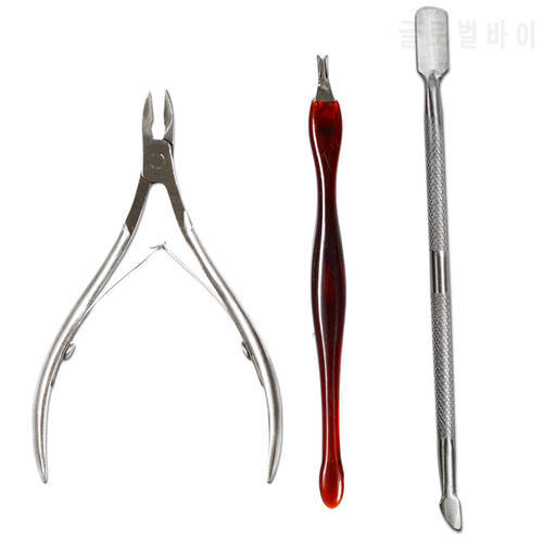 3pcs Manicure Set 2 Ways Cuticle Pusher Nails Cutter Scissor Dead Skin Remover Stainless Steel Nipper Fork Nail Art Kit BENC385