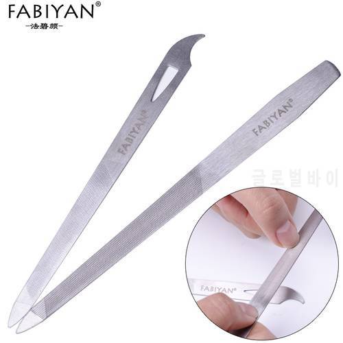Double Side Nail Art File Buffer Cuticle Pusher Remover Scrub Grinding Stainless Steel UV Gel Polish Tips Manicure Pedicure Tool