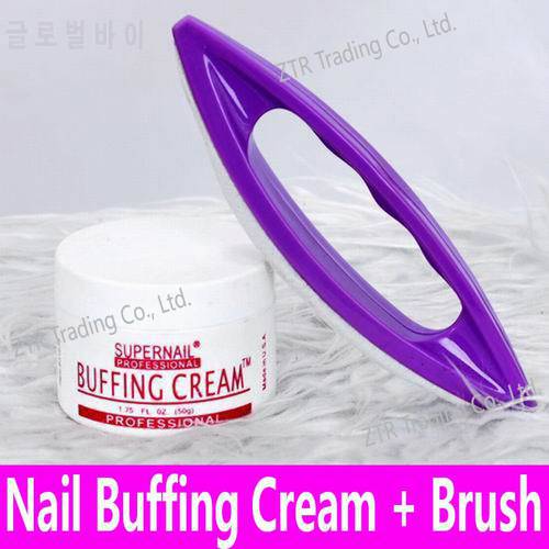 1set Nail Art Buffing Cream 50g + Wax Polishing Brush Nail Varnishing Toolkit Wax Coat Kit Tips Luster Buffer Decoration Tools