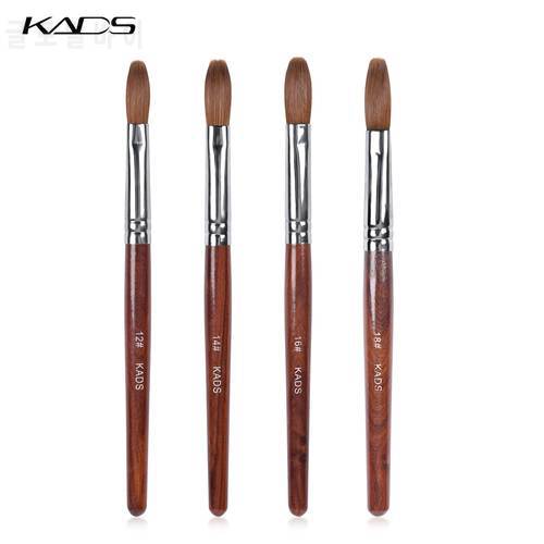 KADS Acrylic Nail Brush Crimped Kolinsky Sable UV Nail Art Gel Extension Brush Manicure Brush Flat Round Red Wood Nail Brush