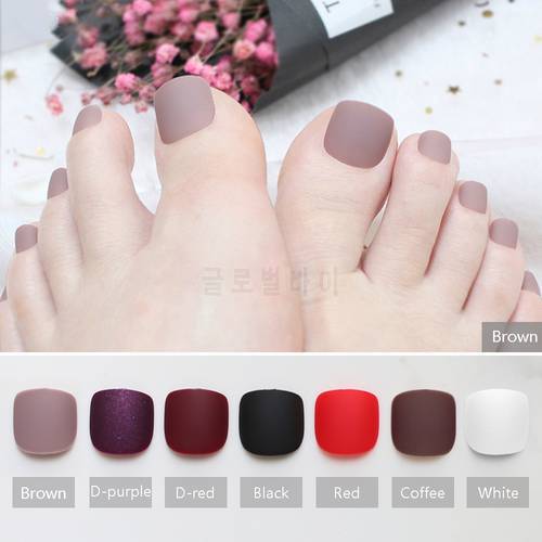 Brown Matte fake toenails Black toes simple short Nude color Solid color Red modern burgundy Soft scrub Naturally realistic