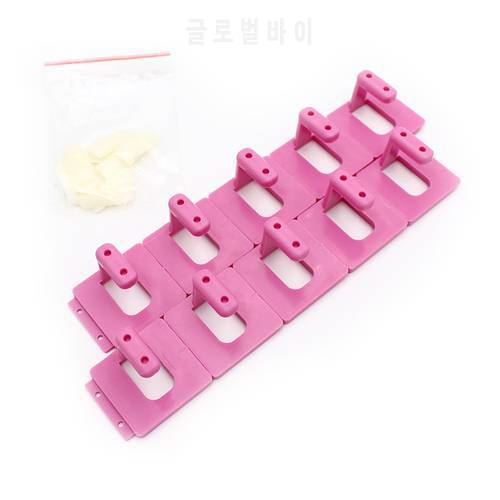 10 tips+10 Removable Nail Training Frame, Natural False Nail Art Practice Tips Stick Display Pallet DIY Manicure Tools