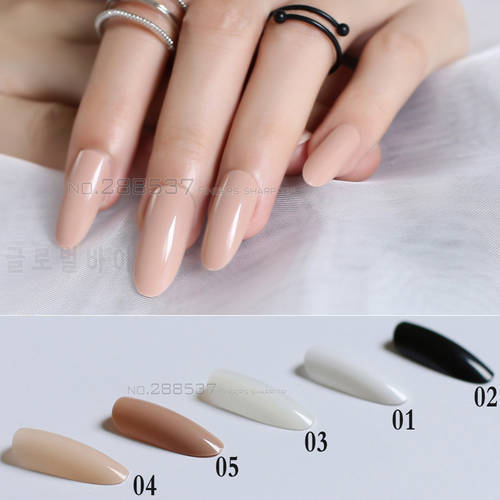 New Black White Almond long oval head Solid color Round blown False nails 24pcs Full set end end product Full Tips Fake nails