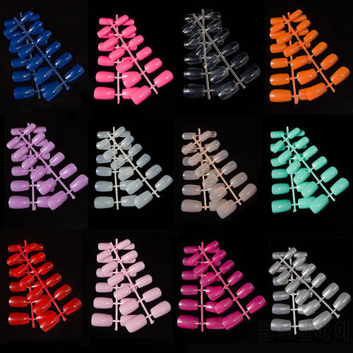10 Sets, 120 Pieces of Short Round Square Color False Nail Tips Press on Nails Short Acrylic Nail Tips Press On Fake Nails