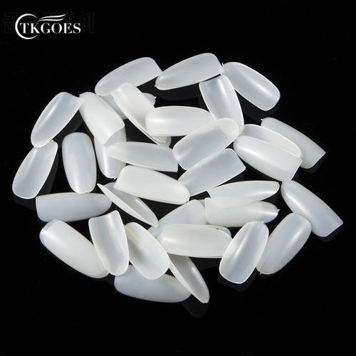 TKGOES 250 Pieces Same Size, 500 Pieces 10 Sizes Acrylic Oval Nail Tips False Nails Clear Full Cover Fake Nail Art Tips French
