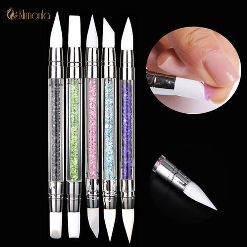 1pcs Soft Silicone Nail Art Brush Pen Double Head Rhinestone Crystal Nail Carving Pen Hollow Manicure Dotting Tools