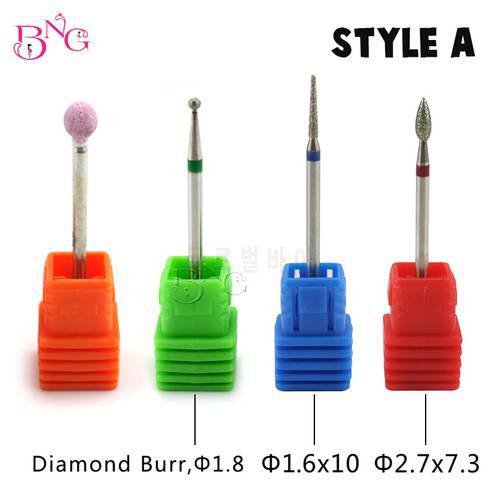 BNG 5ps Set Carbide Nail Drill Bit Rotate Burr Cuticle Clean For Electric Machine Manicure Pedicure Tip Diamond Stone Naill File