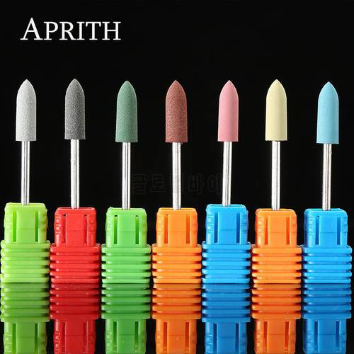 APRITH 7 Colors Silicone Polisher Grinders Nail Drill Bit for Electric Manicure Machine Smoothing Intial Polishing Nail Tools