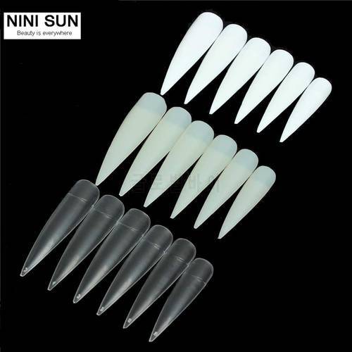 500pcs Stiletto Long False Fake Nails Tips Manicure Artificial Nails Salon Half Cover Tips White/ Clear /Natural/Beige Choose