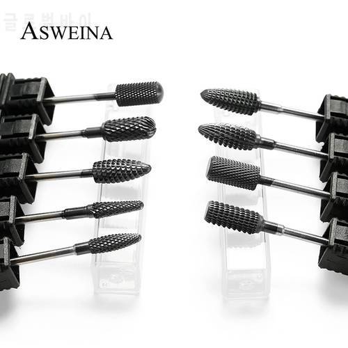 Asweina 9 Type Black Titanium Carbide Nail Drill Bit Milling Cutter Electric Machine For Manicure Apparatus Accessories Tools