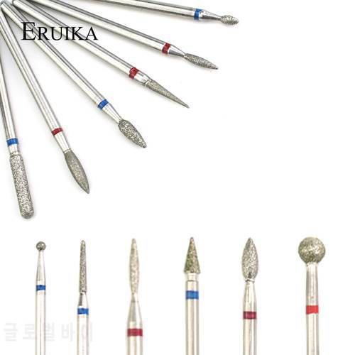 ERUIKA 6pcs Diamond Nail Drill Set Nail Milling Cutter Machine Aaccessory Manicure Machine Rotary Burr Cuticle Clean Tools