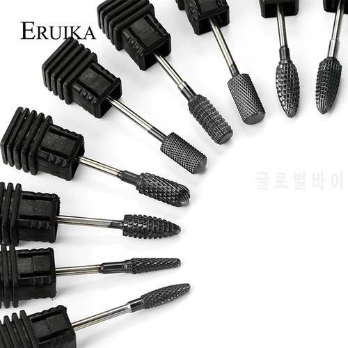 ERUIKA 9 Type Carbide Nail Drill Bit Black Titanium Coated Machine for Manicure Apparatus Accessories Milling Cutter Nail Tools