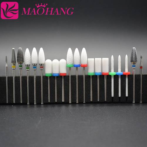 MAOHANG Carbide ceramic nail drill bits milling cutter for electric drill manicure machine accessory remove gel varnish cuticle
