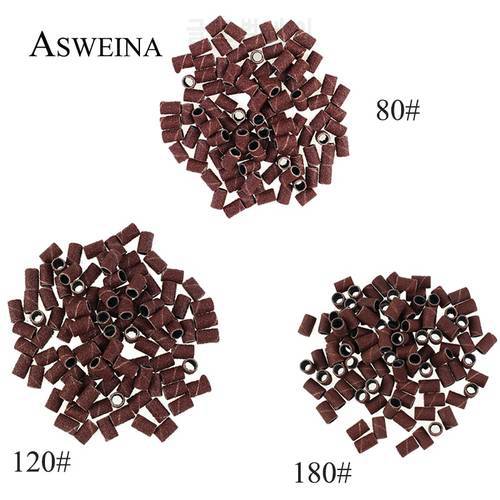 ASWEINA 100pcs Nail Art Sanding Bands Electric Drill Bits Accessories Sandcloth Refillable Sanding Sleeves Replacement Nail Tool