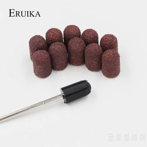 ERUIKA 10pcs 7*13mm Sanding Bands Block Caps Rubber Mandrel Grip Nail Drill Electric Nail File Tools Nail Bit Accessories