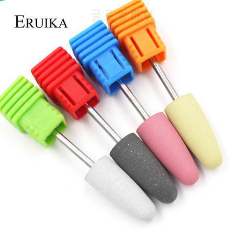 ERUIKA 4pc/set 10*24mm Rubber Silicon Nail Drills Big Head Bit Nail Buffer Mills for Manicure Pedicure Cuticle Clean Tools