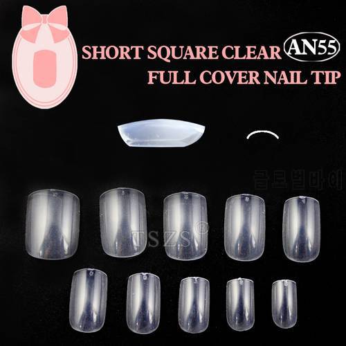1bag/lot * 500pcs Clear Color short square Artificial full Nails for Nail Extension