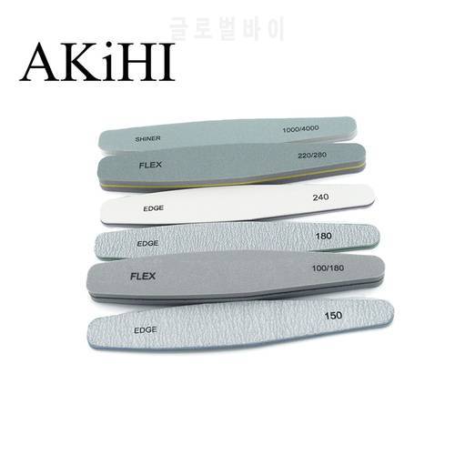AKiHi 6PCS/Lot Double side Nail Files Sanding Polish Buffer Professional Manicure