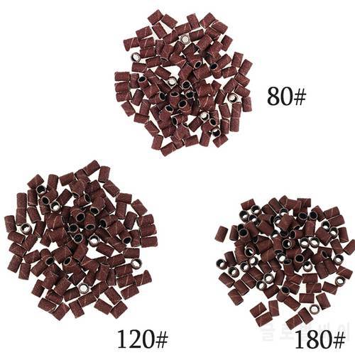 100pc/box 80100120 Size Nail Art Sanding Bands for Electric Manicure Pedicure Drill Machine Accessories Nail File Tools