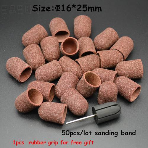 MAOHANG 50pcs/lot Nail Art Sanding Bands Caps and 1pcs nail grip for Manicure Pedicure Electric Nail Drill Machine Nail Tools