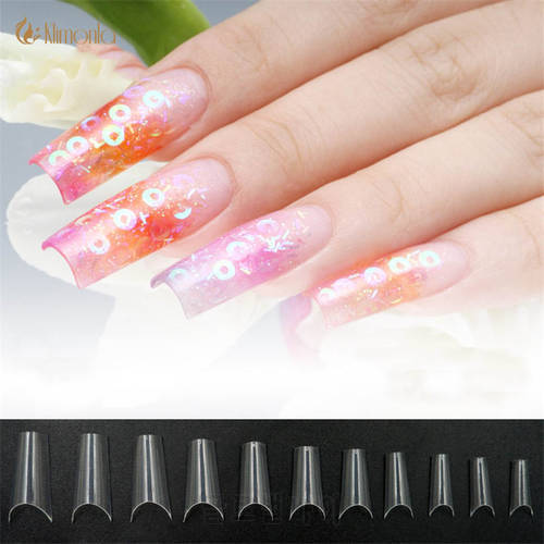 500Pcs French Curved Professional Nails Tips Completely Bend Faux Ongles False Fake Nail Art Tip Acrylic Smile Line Shape