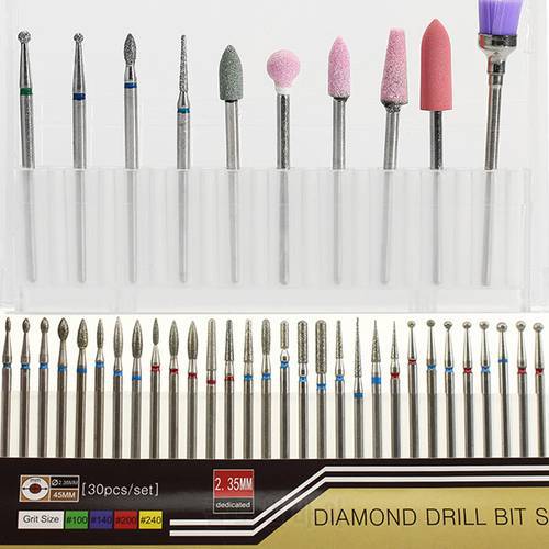 1 set Diamond Nail Drill Bit Milling Cutter Electric Nail Rotary Files Burr Manicure Machine Accessory Cuticle Clean Tools