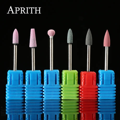 APRITH 6pc Ceramic Stone Silicon Drill Bit Set Electric Nail Art Machine for Manicure Rotary Milling Cutter Nail File Tools