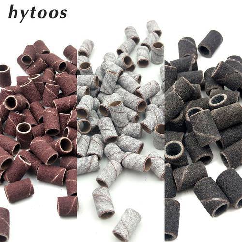 HYTOOS 100Pcs/set 3 Colors Nail Art Sanding Bands Pedicure Tools Electric Nail Drill Accessories Foot Care Tools 80 150 240