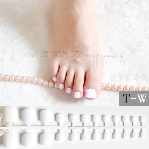 Candy DIY Fashion Colors Toe Nails 24pcs Acrylic False Toes Art Tips Fake Toenails lovely Real white T-W