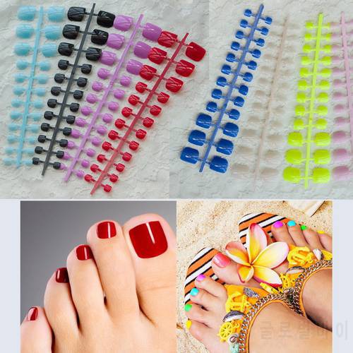 Mixed 5 Colors Fashionable Foot false nails fake nails Candy Color 24 pcs/set exploston models foot toe french nails art tips