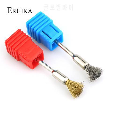 ERUIKA 1pc Golden Copper Wire Nail Drill Cleaning Brush for Electric Manicure Drills Bit Cleaner Portable Tool Silver Steel Wire