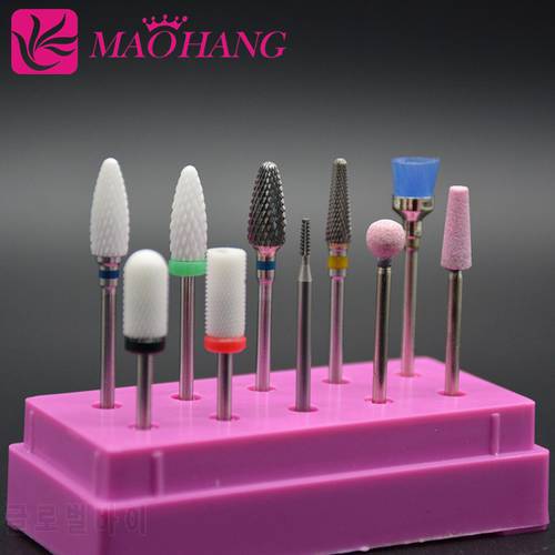 MAOHANG 10pcs/set tungsten steel carbide cermaic nail drill bit kits milling cutter sets electric drill pedicure machine tools