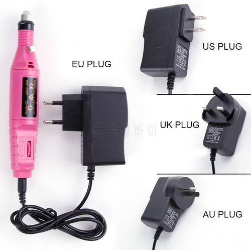 EU/US/UK/AU Plug for Electric Manicure Machine Mini Drills Pen Drill Bits Nail Art Tools Electric Apparatus for Manicure