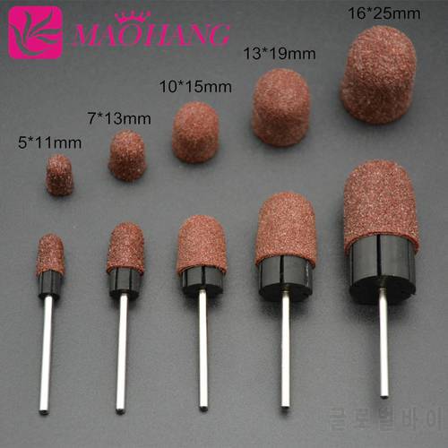 MAOHANG five size 5pcs Nail sanding band cap or 1pcs rubber grip for electric drill pedicure manicure machine accessory tools
