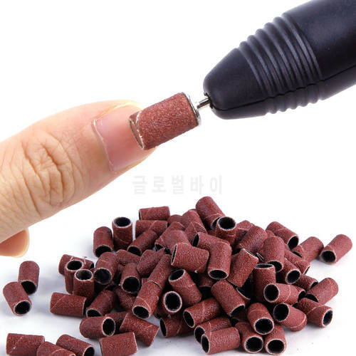 50pcs UV Gel Acrylic Polish Remover Nail Art 80 120 180 Nail Drill Bits Sanding Bands File For Electric Manicure Machine