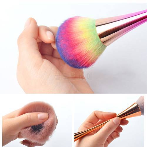New Colorful Nail Dust Clean Brush Aluminum Soft Head Single Acrylic&UV Gel Nail Art Cleaner Powder Remover Brush Manicure Tool