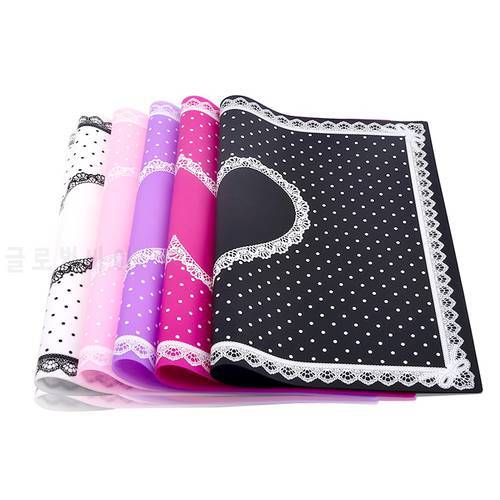 Nail Art Tips Practice Silicone Table Cover Mat Pad Point Lace Printing Coloring Polish Gel UV Washable Foldable Tools Manicure