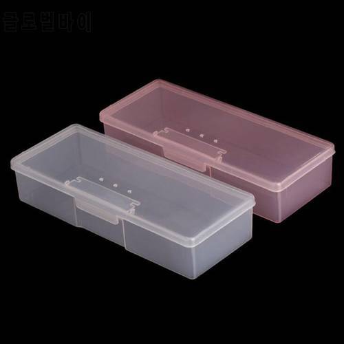 Nail Art Storage Box Polishing File Buffer Container Rectangle Translucent Plastic Nail Drawing Pen Brush Case Organizer