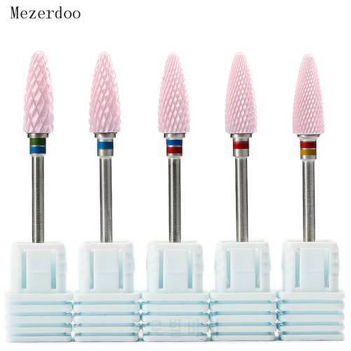Pink Ceramic Bullet Style Nail Drill Bits Milling Cutter for Manicure Pedicure Apparatus Accessories Professional Nail Art Tools
