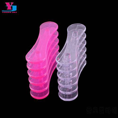 Fashion Pink Clear Nail Art Makeup Brush Pen Holder Dispalyer Stand Plastic Professional Pen Manicure Decorations Nails Tools