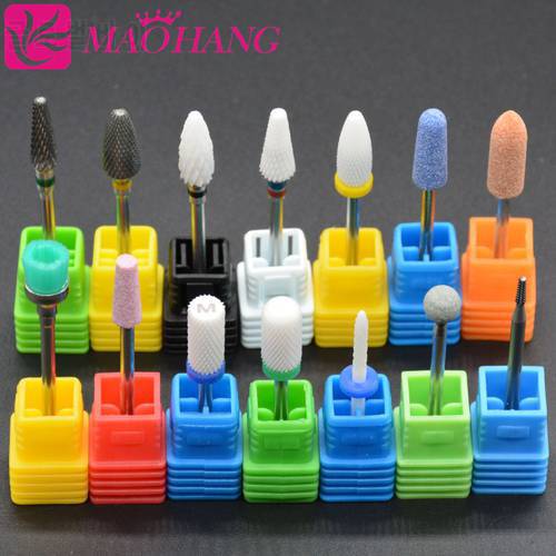 MAOHANG Ceramic Milling Cutter Carbide Nail Drill Bits For Electric Pedicure Manicure Drill Mill Machine Nail Files Tools