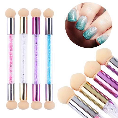 1pc Double Head Nail Brush Gel Polish Gradient Pen Sharp Round Sponge Manicure Dotting Blooming Shade Acrylic Drawing Tool LA945