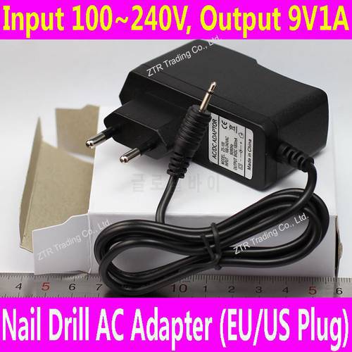 9V EU Plug AC Adapter for Electric Nail Drill UV Gel Remover Machine Nail Art Manicure Pedicure Cuticle Removing Tool DC Power