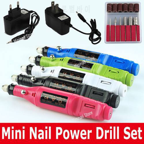 Mini Nail Power Drill Set 6bits Professional Electric Drills Manicure Styling Art Tool Pedicure Filing Shaping Feet Care Product