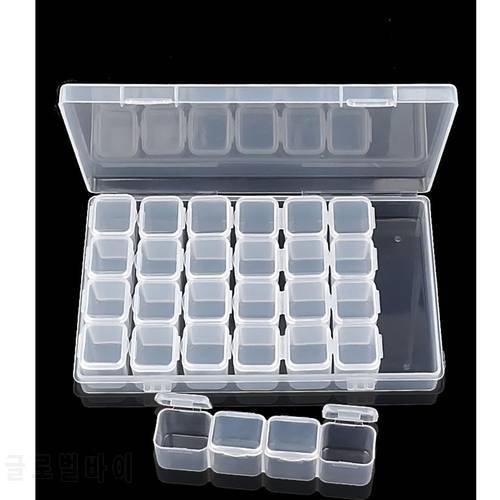 28 Grids Empty Nail Art Decoration Storage Glitter Case Rhinestone Crystal Bead Box Accessories Container Tool