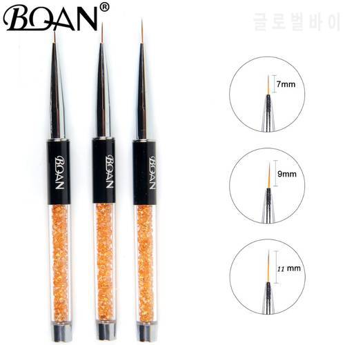 BQAN 1 PCS Crystal Handle 7/9/11mm Drawing Brush Liner Brush Painting Pen Gel Polish Crystal Nail Art Manicure Tools